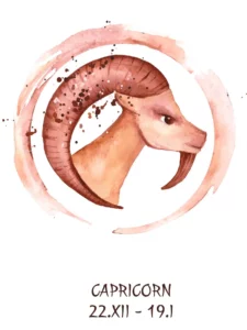 Un símbolo de Capricornio pintado a mano