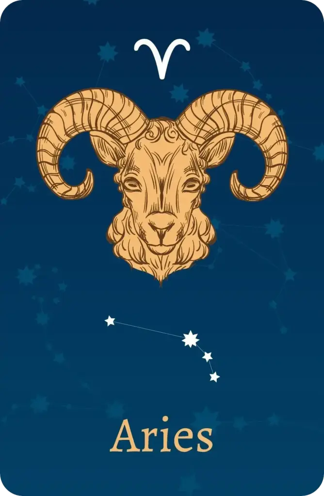 Signo zodiacal Aries con representación de las estrellas