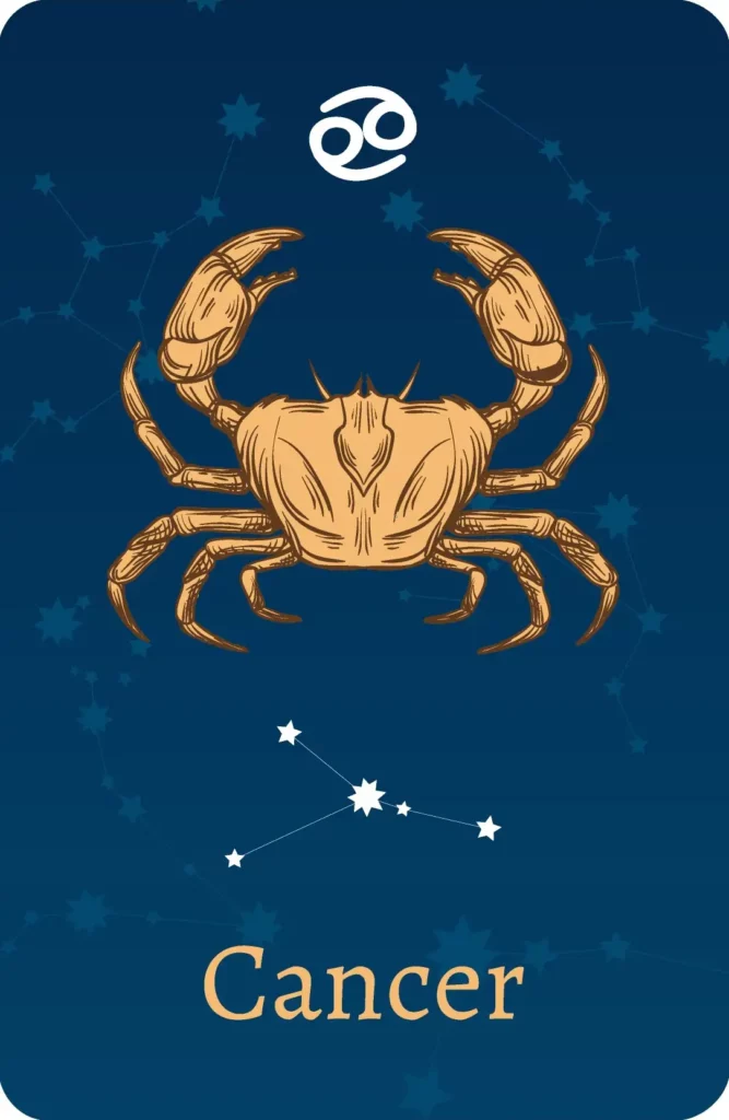 Signo zodiacal Cáncer con representación de las estrellas