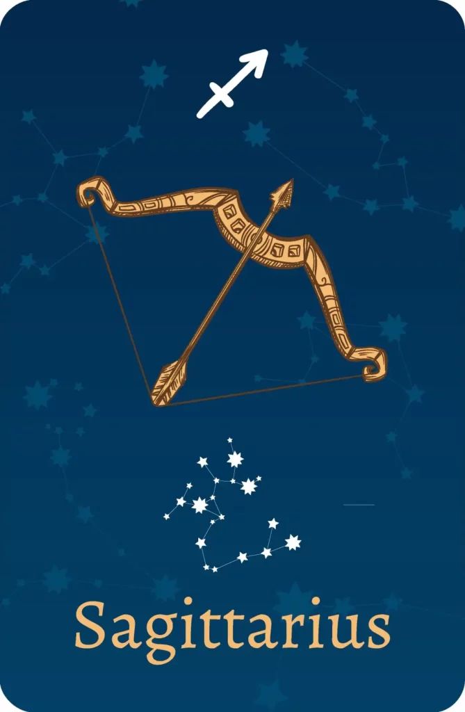 Signo zodiacal Sagitario con representación de las estrellas