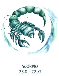Un símbolo del escorpión pintado a mano