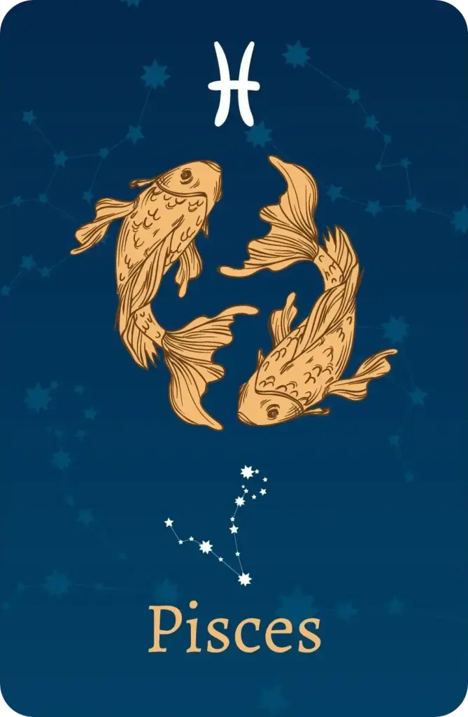 Signo zodiacal Piscis con representación de las estrellas